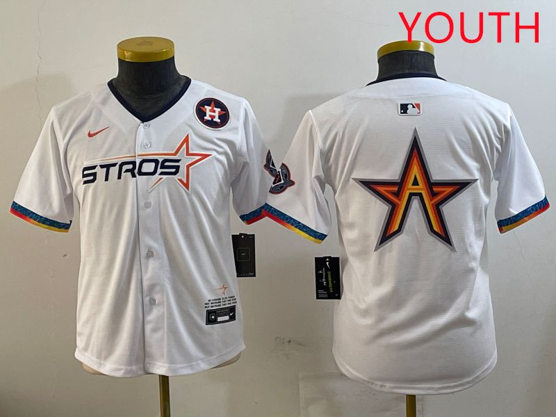 Youth Houston Astros Blank White Fourth generation Joint Name 2025 Nike MLB Jersey style 4